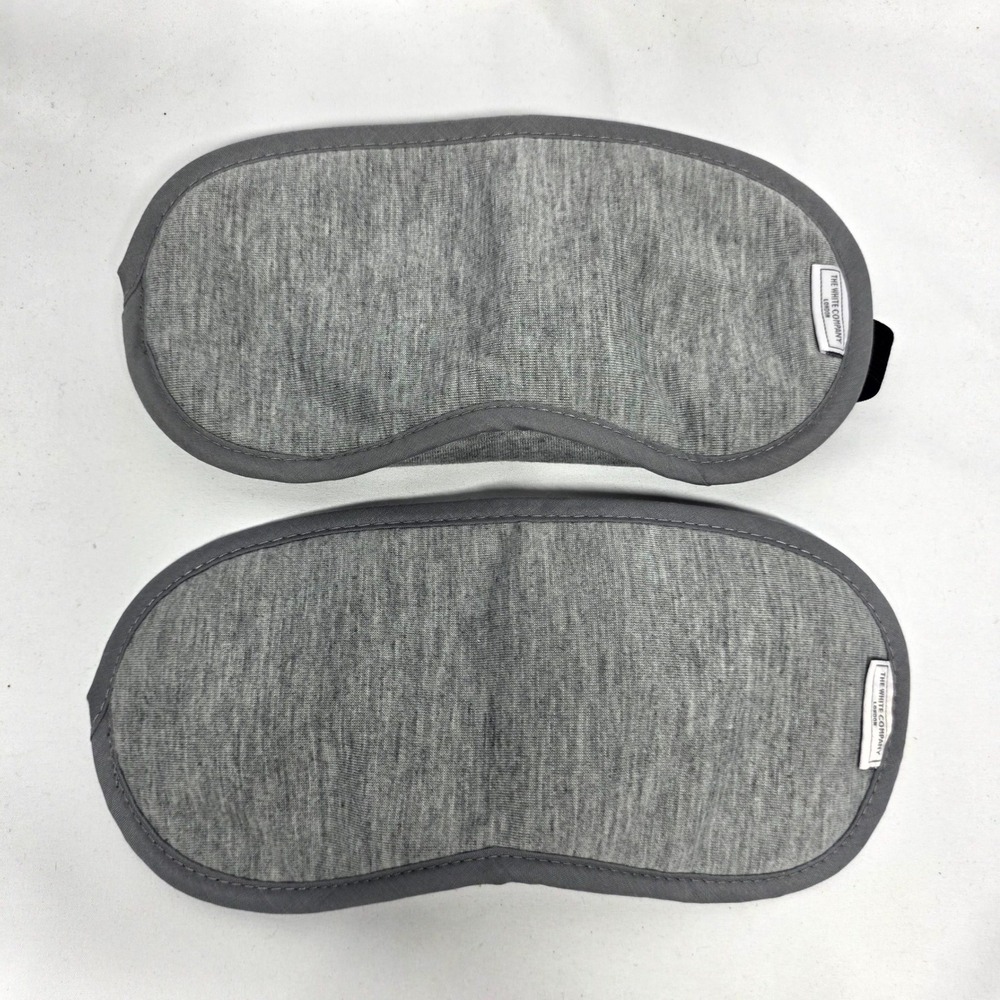 The White Company Sleep Mask Unisex OS Gray Jersey Eye Cover Travel 2 Pack Set